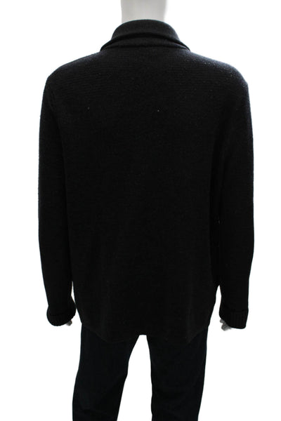 Vince Mens Wool Collared Cardigan Black Long Sleeve Size XL