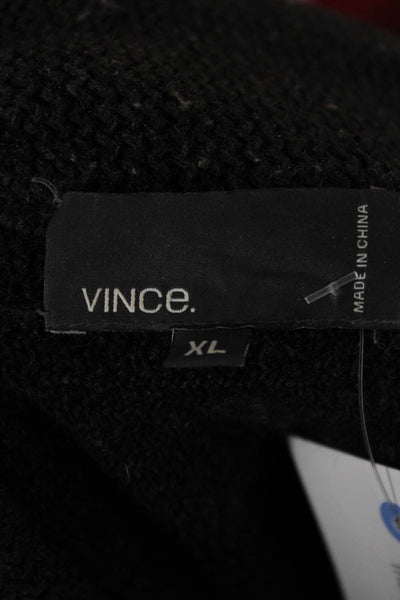 Vince Mens Wool Collared Cardigan Black Long Sleeve Size XL