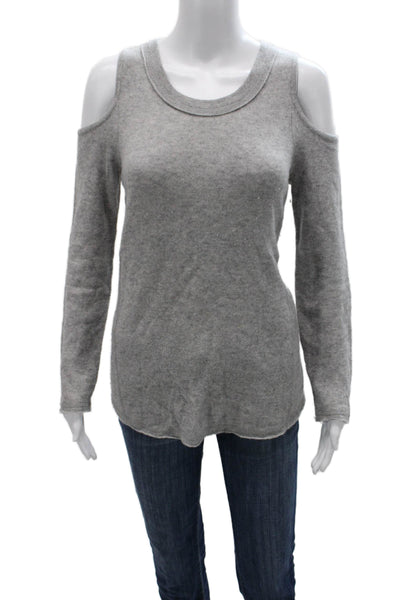 Aqua Cashmere Women Pullover Sweater Gray Round Neck Long Sleeve Size XS