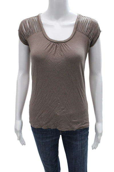Carmen Carmen Marc Valvo Womens Gray Scoop Neck Sleeveless T-Shirt Size XS