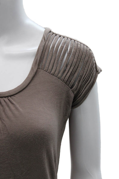 Carmen Carmen Marc Valvo Womens Gray Scoop Neck Sleeveless T-Shirt Size XS