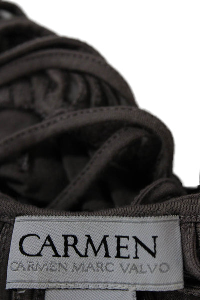 Carmen Carmen Marc Valvo Womens Gray Scoop Neck Sleeveless T-Shirt Size XS