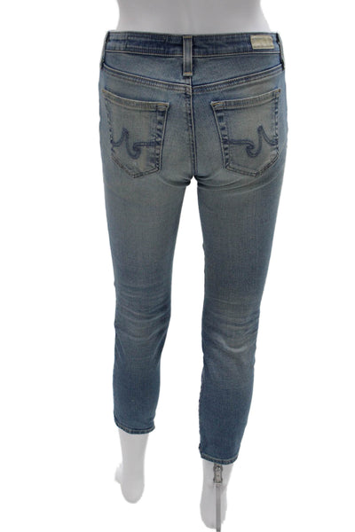 AG-ED Denim Womens Cropped Jeans Blue Cotton Low Rise Button Size 25