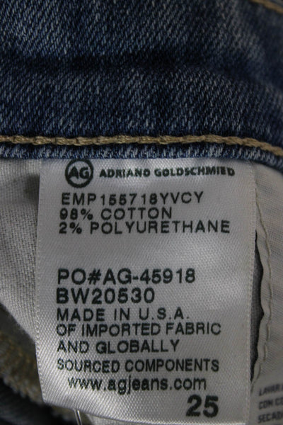 AG-ED Denim Womens Cropped Jeans Blue Cotton Low Rise Button Size 25