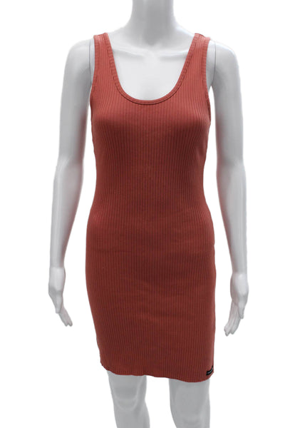 Calvin Klein Jeans Women Orange Striped Tank Dress Scoop Neck Short Size S