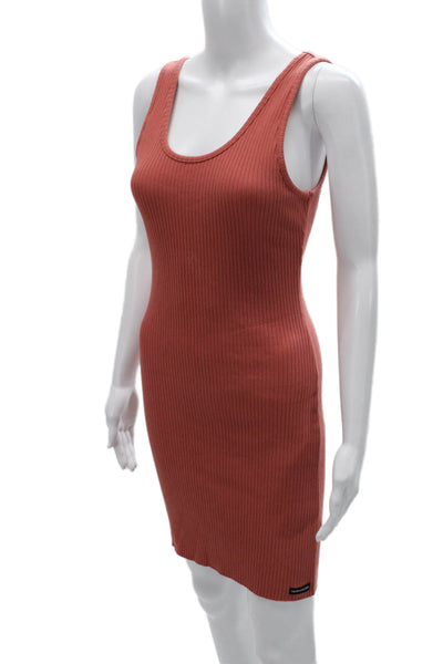 Calvin Klein Jeans Women Orange Striped Tank Dress Scoop Neck Short Size S