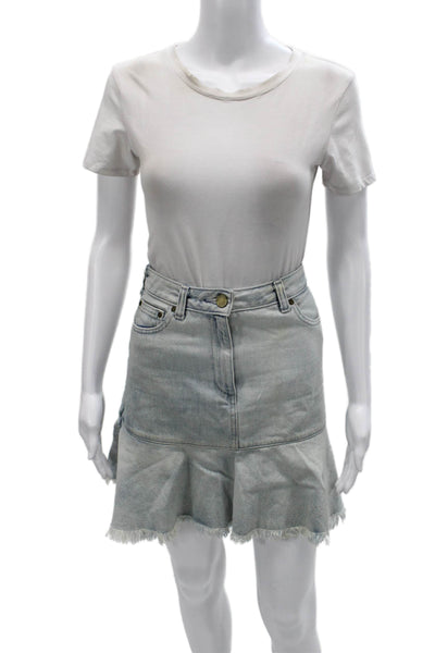 Michael Kors Women Trumpet Skirt Blue 100% Cotton Short Button Size 0