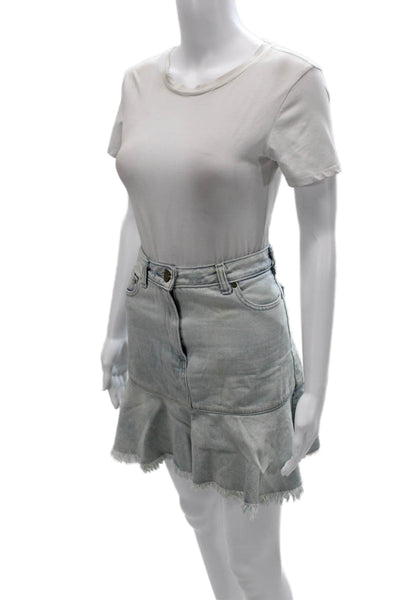 Michael Kors Women Trumpet Skirt Blue 100% Cotton Short Button Size 0