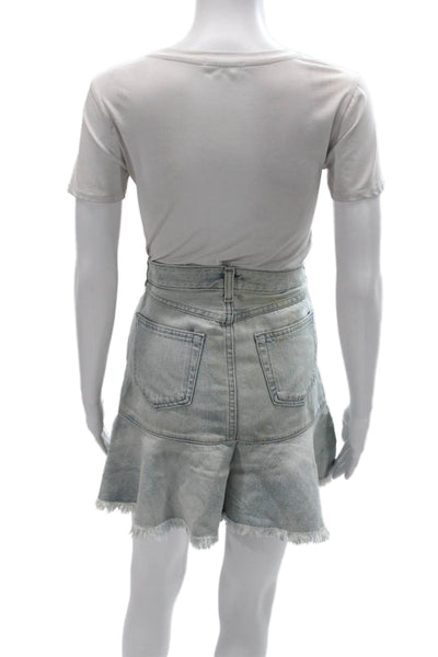 Michael Kors Women Trumpet Skirt Blue 100% Cotton Short Button Size 0