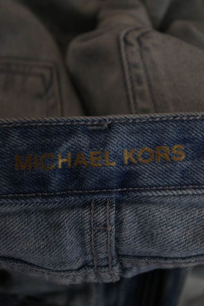 Michael Kors Women Trumpet Skirt Blue 100% Cotton Short Button Size 0