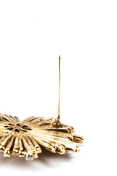 Ciner Womens Vintage Gold Tone Crystal Starburst Brooch 2.7"