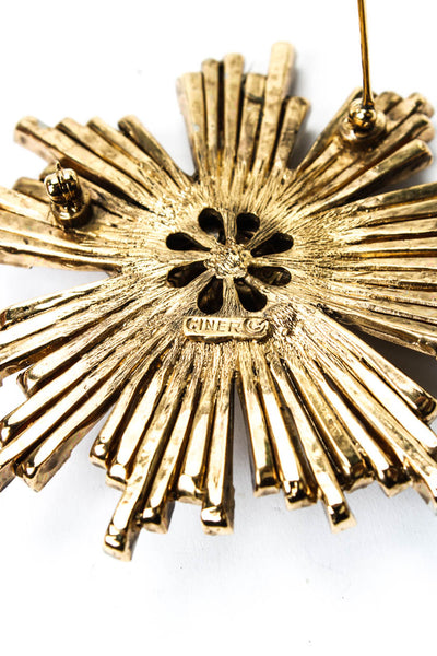 Ciner Womens Vintage Gold Tone Crystal Starburst Brooch 2.7"