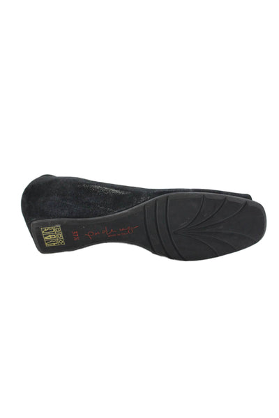 Pos Ole Rouge Womens Open Toe Slide On Wedge Pumps Black Size 37.5 7.5