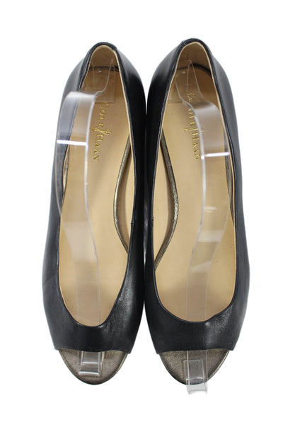 Cole Haan Womens Leather Open Toe Slide On Ballet Flats Black Size 7.5 B