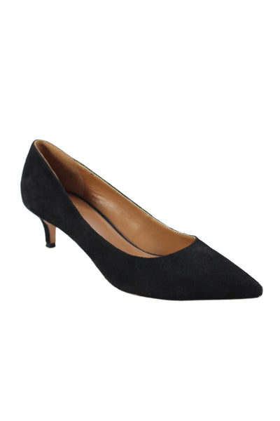 J. Mclaughlin Womens Suede Pointed Toe Slide On Pumps Black Size 7