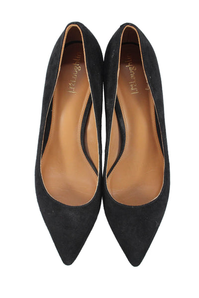 J. Mclaughlin Womens Suede Pointed Toe Slide On Pumps Black Size 7