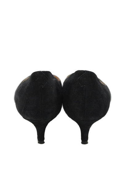 J. Mclaughlin Womens Suede Pointed Toe Slide On Pumps Black Size 7