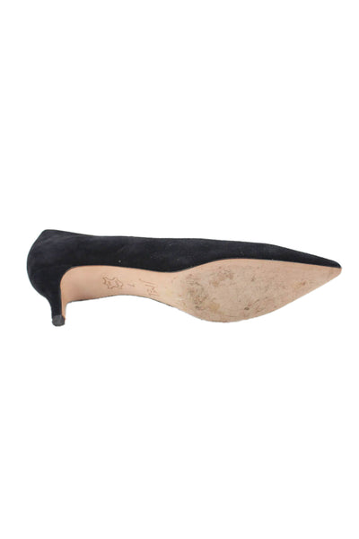 J. Mclaughlin Womens Suede Pointed Toe Slide On Pumps Black Size 7