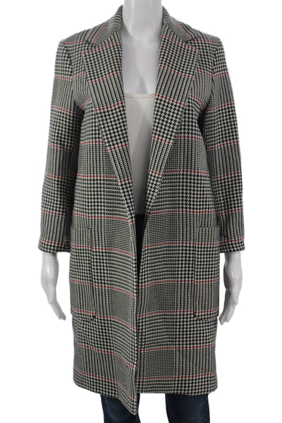Zara Woman Womens Plaid Cotton Overcoat Multicolor Long Sleeve Size XS