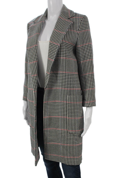 Zara Woman Womens Plaid Cotton Overcoat Multicolor Long Sleeve Size XS