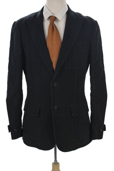 AX Armani Exchange Men Black Cotton Blazer Button Closure Solid Fall Size M