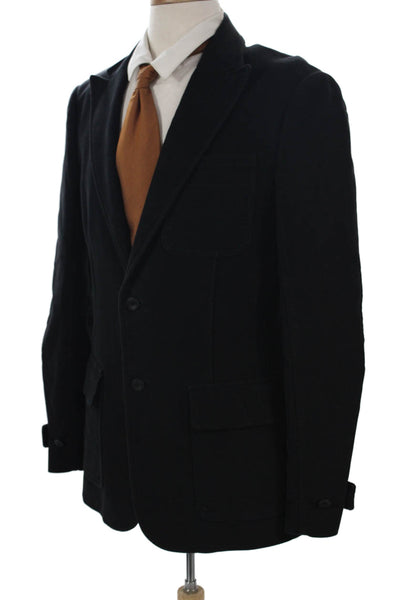 AX Armani Exchange Men Black Cotton Blazer Button Closure Solid Fall Size M