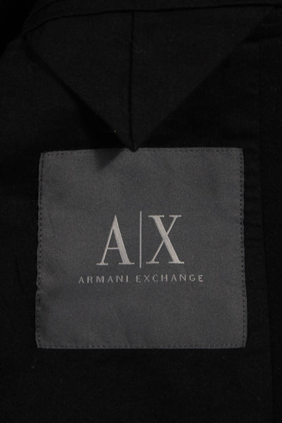 AX Armani Exchange Men Black Cotton Blazer Button Closure Solid Fall Size M