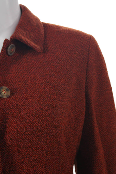 Joan & David Women Basic Jacket Wool Flecked Orange Button Long Sleeve Size 8