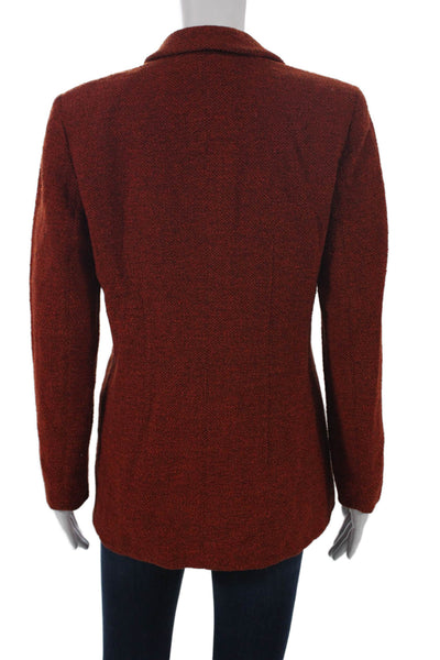 Joan & David Women Basic Jacket Wool Flecked Orange Button Long Sleeve Size 8