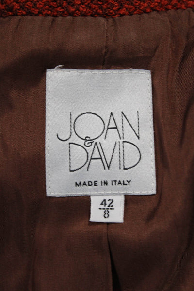 Joan & David Women Basic Jacket Wool Flecked Orange Button Long Sleeve Size 8