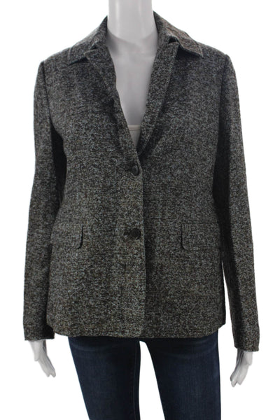 Belvest Womens Basic Jacket Brown Wool Button Long Sleeve Size 44