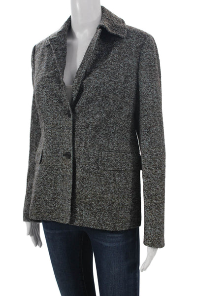 Belvest Womens Basic Jacket Brown Wool Button Long Sleeve Size 44