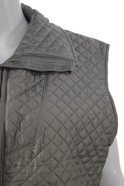 Post Card Women Quilted Nylon Zip Sleeveless Gray Vest Size 8