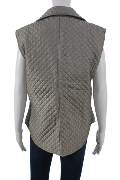 Post Card Women Quilted Nylon Zip Sleeveless Gray Vest Size 8