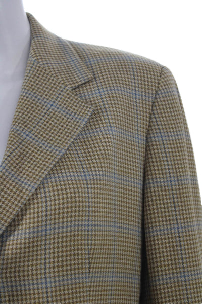 Belvest Womens Plaid Wool Blazer Button Closure Multicolor Fall Size 44