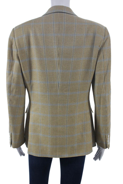 Belvest Womens Plaid Wool Blazer Button Closure Multicolor Fall Size 44
