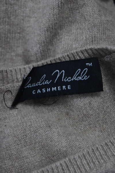 Claudia Nichole Women Cashmere Pullover Beige Crewneck Longsleeve Size S