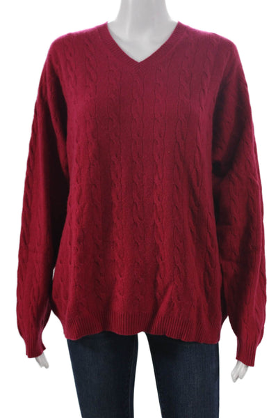 Christopher Fischer Women Cashmere V-Neck Sweater Red Long Sleeve Size M