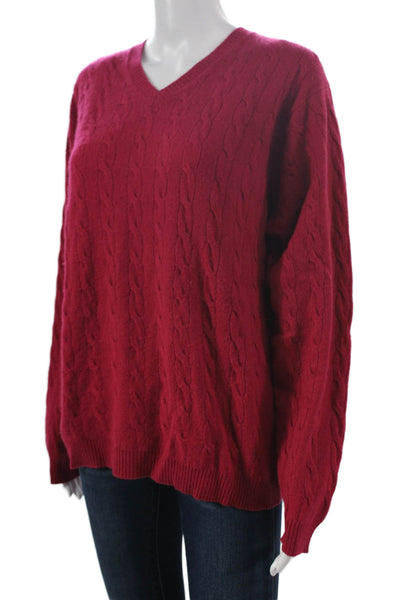Christopher Fischer Women Cashmere V-Neck Sweater Red Long Sleeve Size M