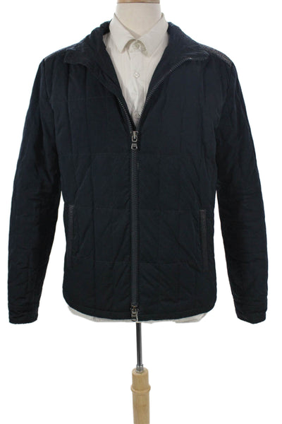 John Varvatos Star USA Mens Quilted Black Polyester Zip Jacket Size M