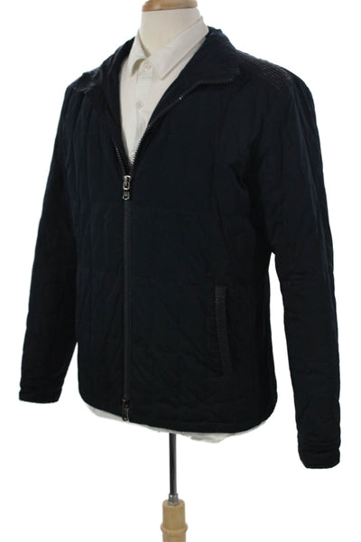 John Varvatos Star USA Mens Quilted Black Polyester Zip Jacket Size M