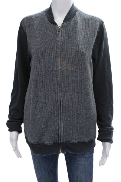Velvet Womens Gray Bomber Jacket Zip 80% Cotton Long Sleeve Size M