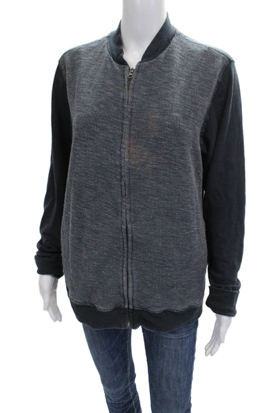 Velvet Womens Gray Bomber Jacket Zip 80% Cotton Long Sleeve Size M