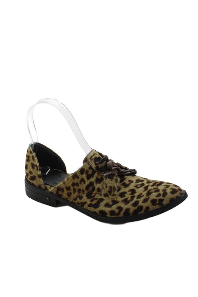 Freda Salvador Womens Pointed Toe Lace Up Animal Print Oxford Shoes Size 7