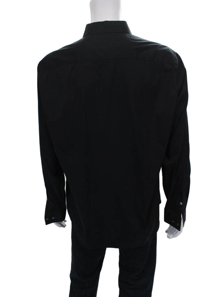 Theory Mens Black Cotton Dress Shirt Button-Up Long Sleeve Size 2XL