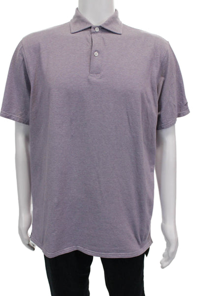 Holderness & Bourne Mens Striped Polo Shirt Purple Cotton Size Large