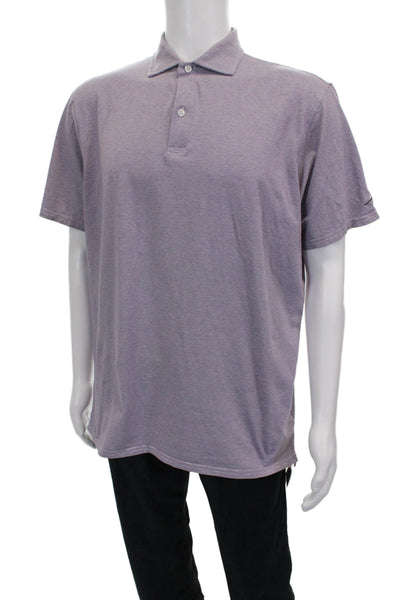 Holderness & Bourne Mens Striped Polo Shirt Purple Cotton Size Large