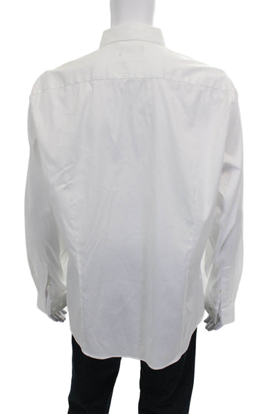 Theory Mens Cotton Dress Shirt White Long Sleeve Button Collared Size 2XL