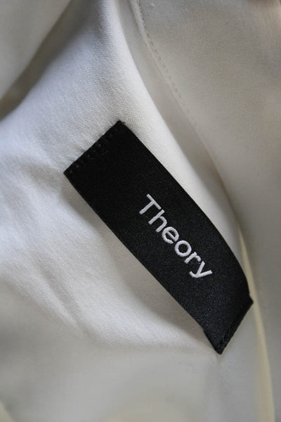 Theory Mens Cotton Dress Shirt White Long Sleeve Button Collared Size 2XL