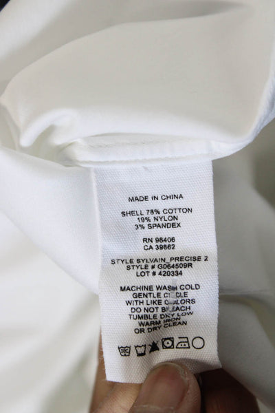 Theory Mens Cotton Dress Shirt White Long Sleeve Button Collared Size 2XL